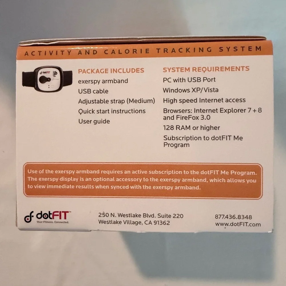 dotFIT ExerSpy Activity Calorie‎ Tracking System Armband Unisex Med Black White